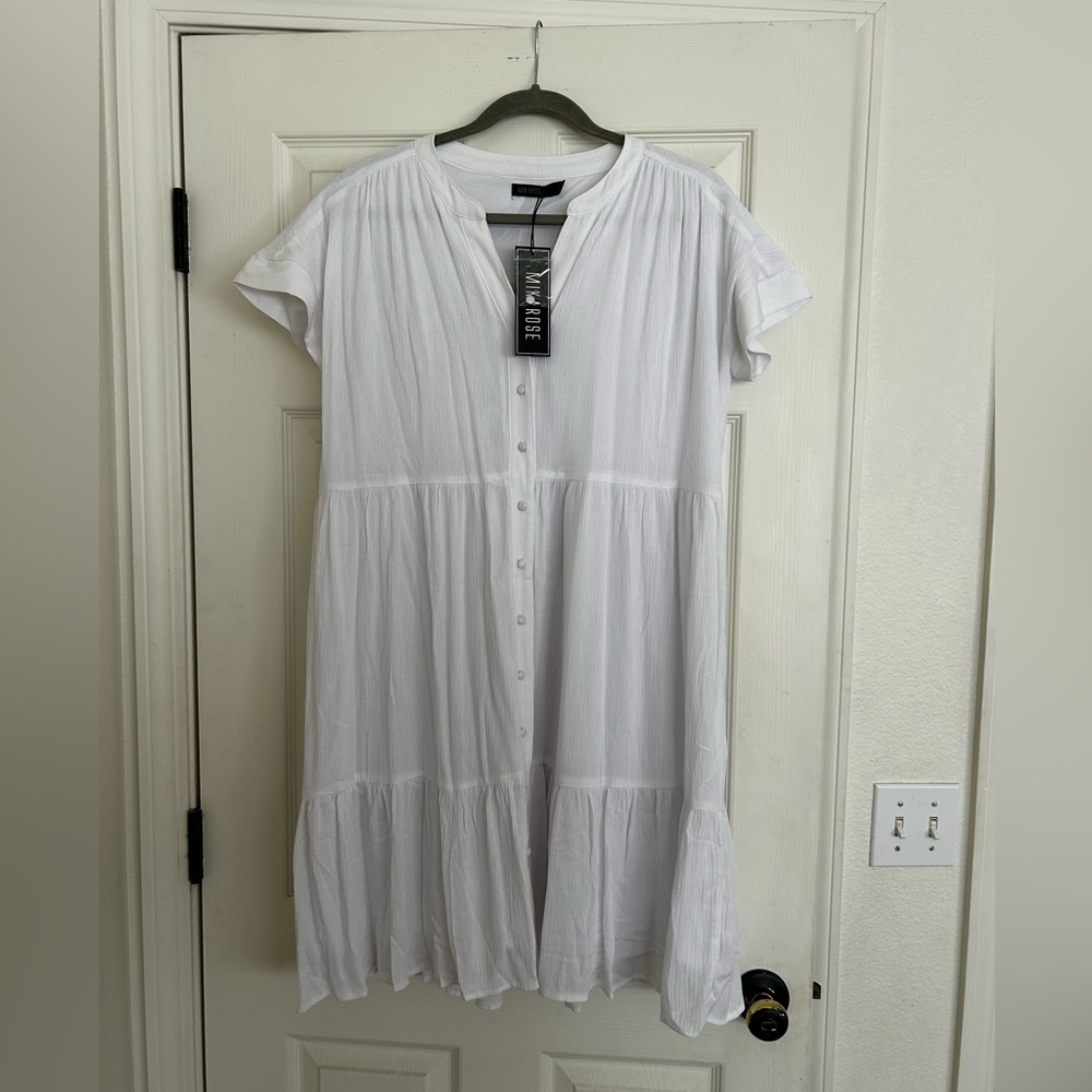 XL Mikarose white tiered dress